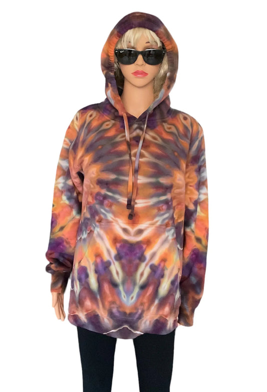 Purple and Orange Ice Dye Hoodie - Small