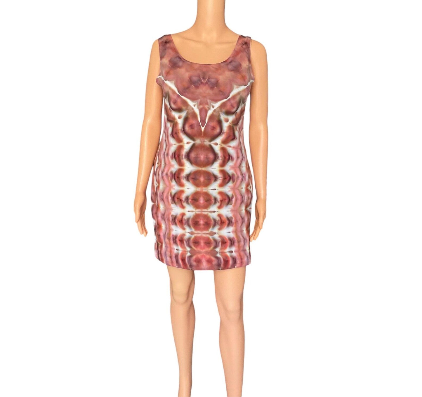 Pink and Brown Ice Dye Tank Cotton Dress - Women’s Medium