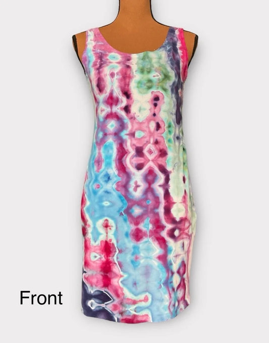 Multi-Colored Ice Dye Cotton Tank Dress - Women’s US small